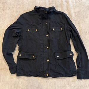 Kut From The Kloth Utility Jacket Womens Size L Black Zip Snap Button